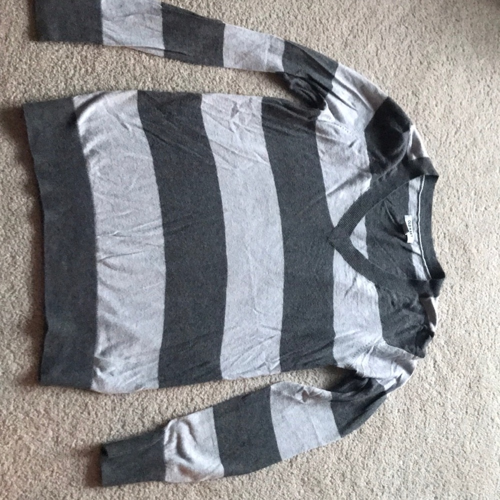 Two tone gray stripe sweater